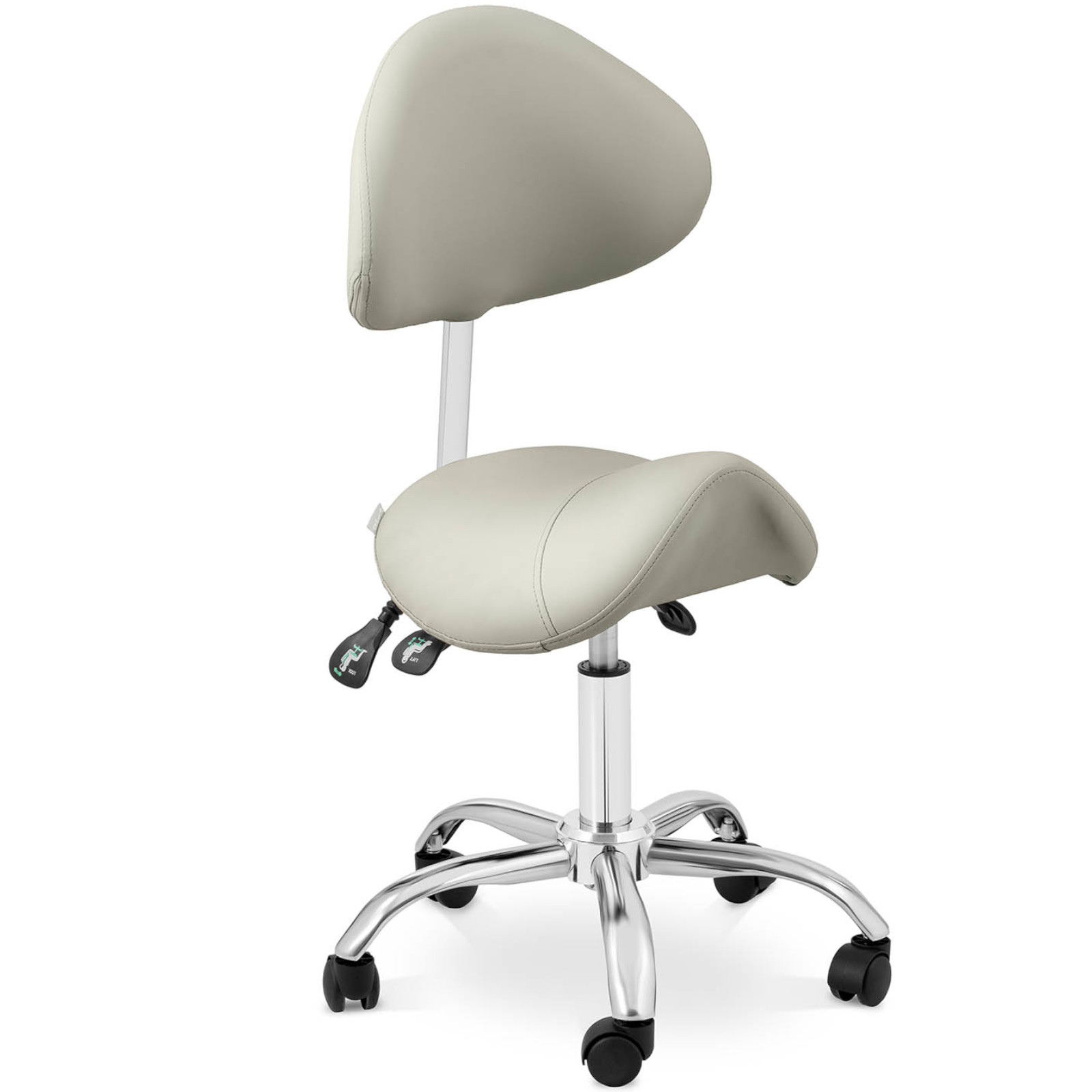 Krzesło kosmetyczne siodłowe z oparciem obrotowe regulowane MANNHEIM GREY szare 10040496 Physa - obrazek 2