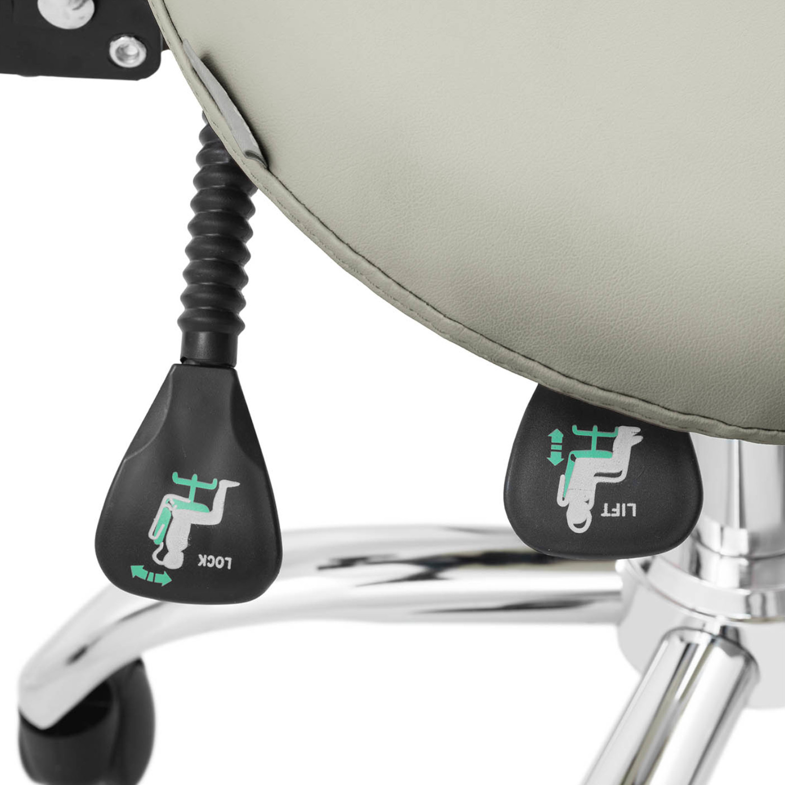 Krzesło kosmetyczne siodłowe z oparciem obrotowe regulowane MANNHEIM GREY szare 10040496 Physa - obrazek 5