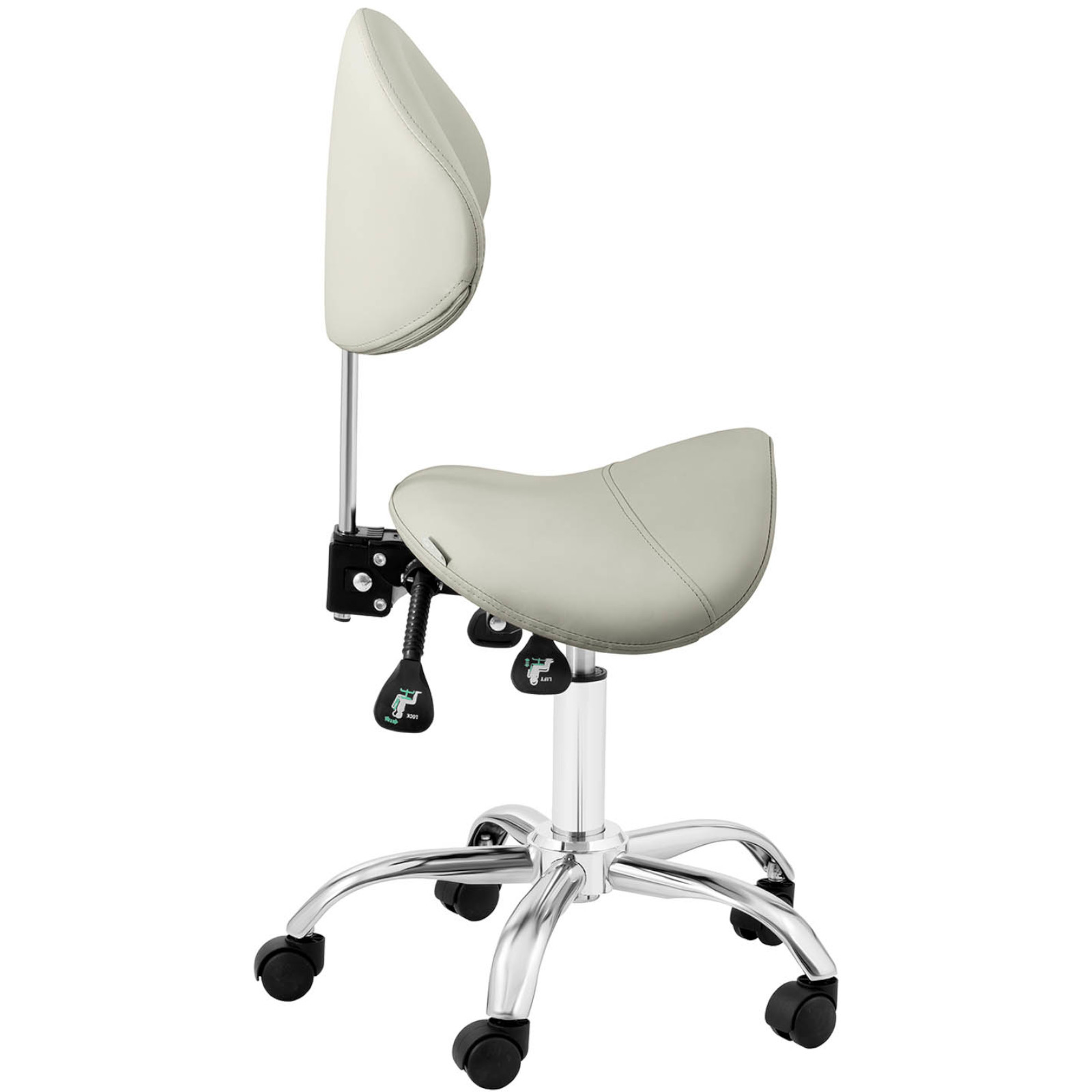 Krzesło kosmetyczne siodłowe z oparciem obrotowe regulowane MANNHEIM GREY szare 10040496 Physa - obrazek 6