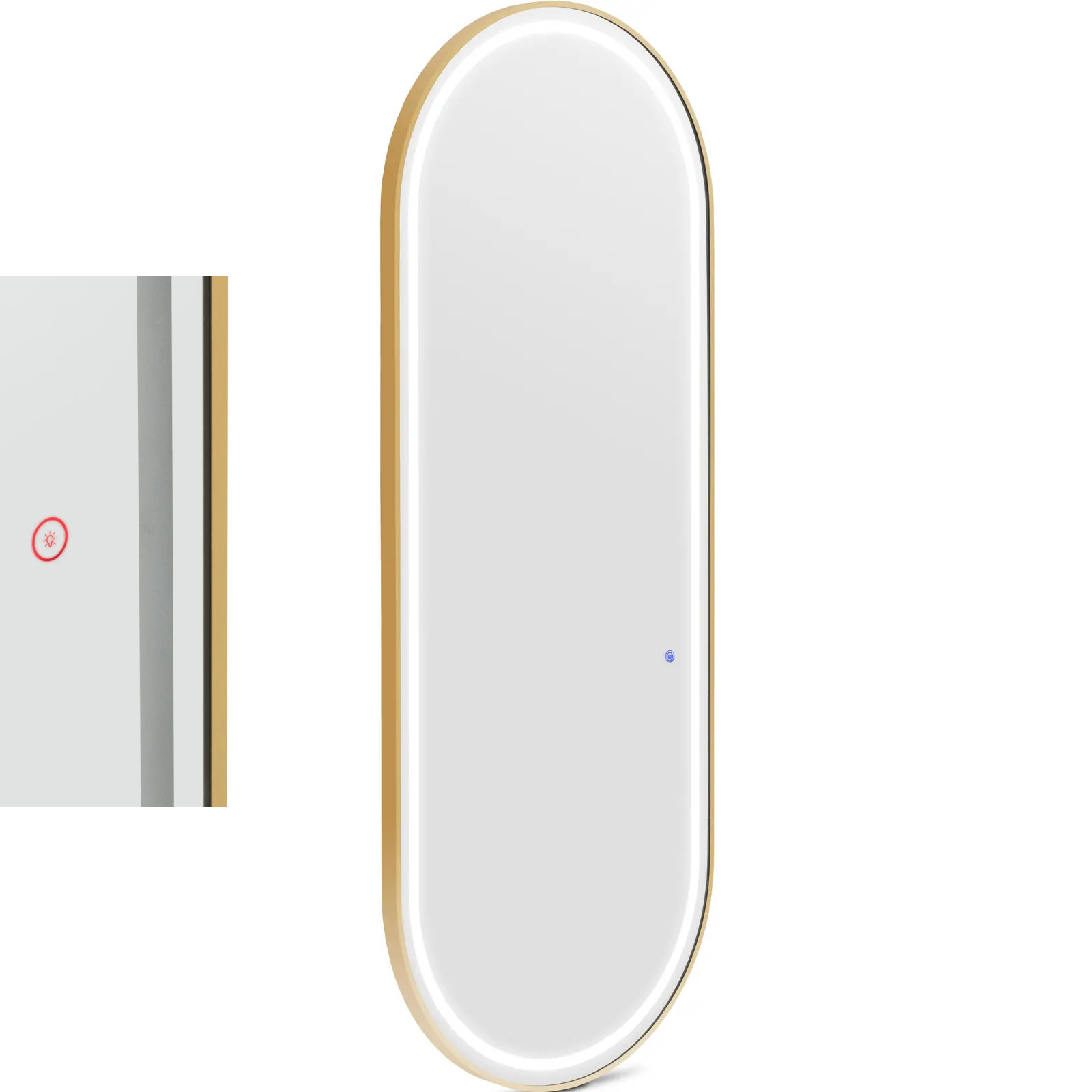 Konsola konsoleta fryzjerska lustro z oświetleniem LED owalne 180 x 70 cm - złote 10040736 Physa