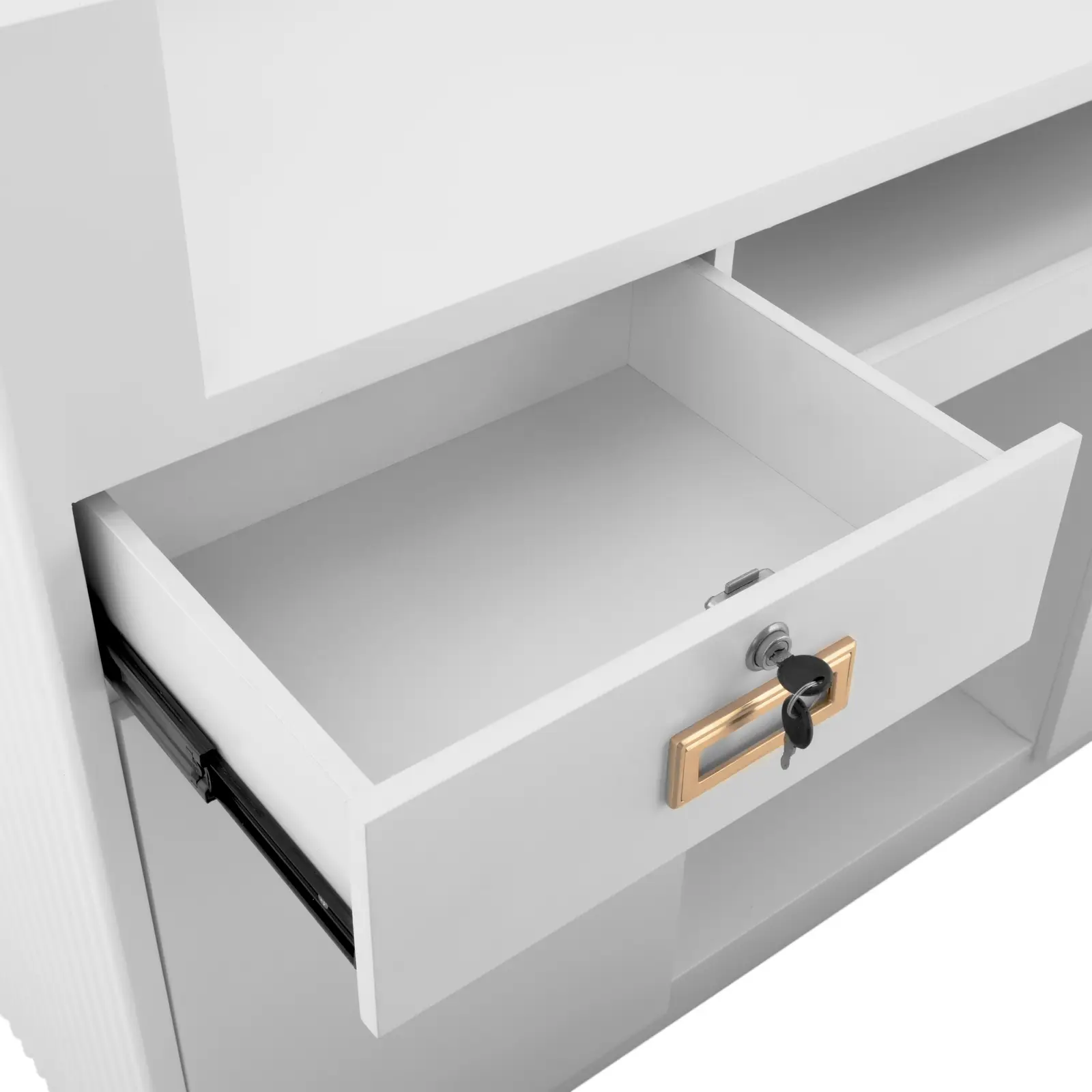 Recepcja lada recepcyjna do salonu hotelu z oświetleniem zamykana - biało złota 10040808 Physa - obrazek 3