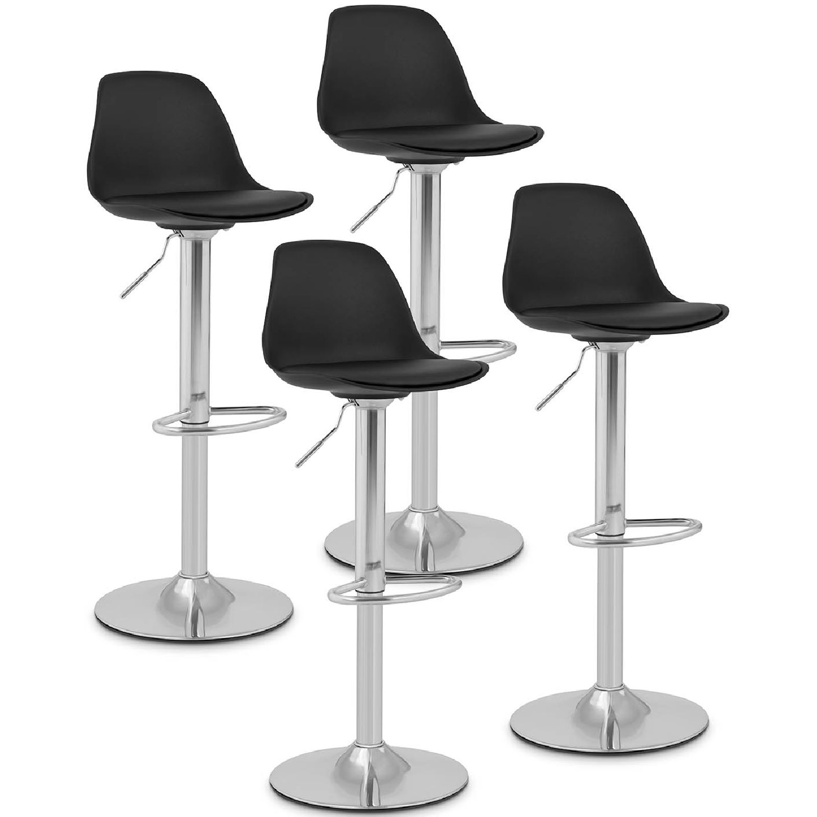 Hoker stołek krzesło barowe obrotowe tapicerowane 4 szt. czarne 10260128 FROMMSTARCK - obrazek 2