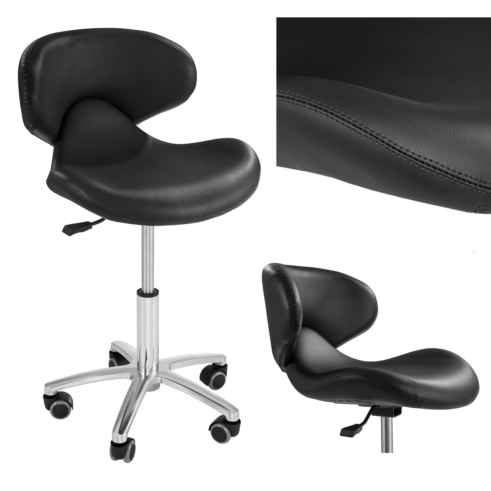 Krzesło kosmetyczne mobilne na kółkach Physa ANDRIA czarne 10040062 Physa