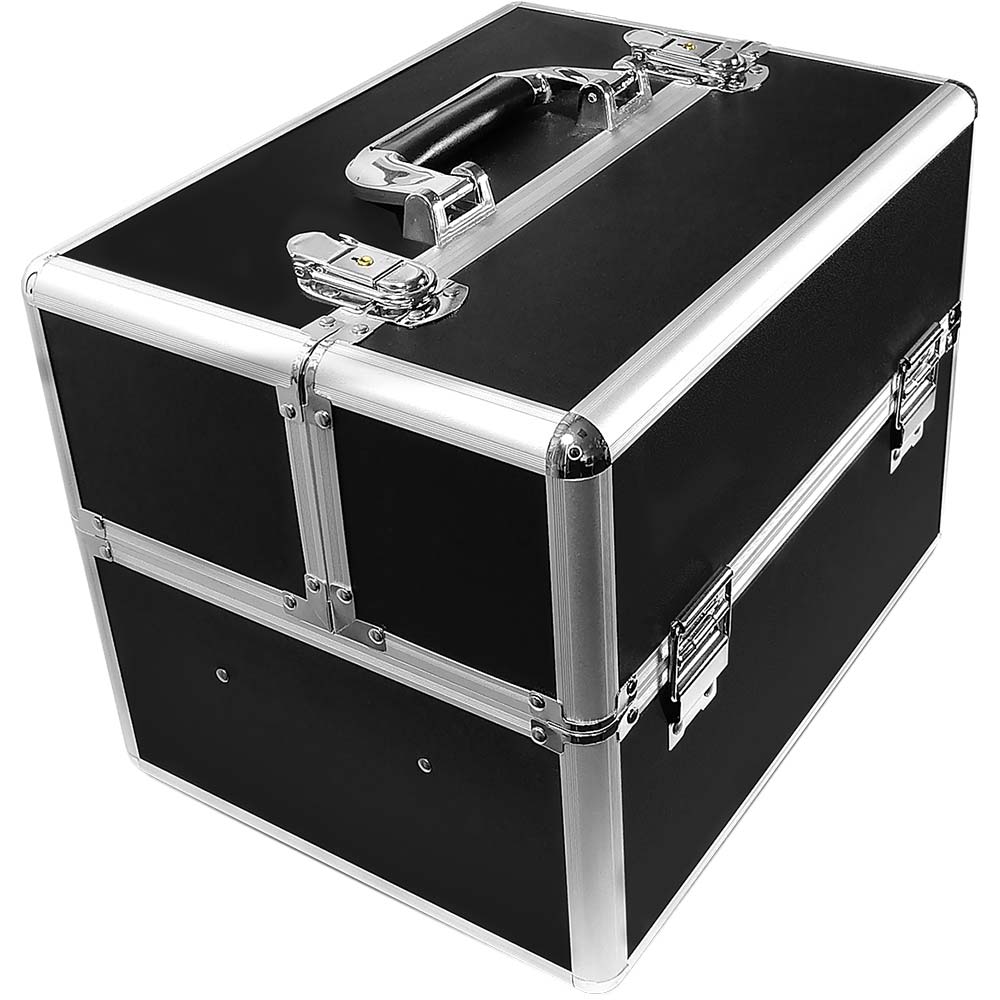 Kuferek kosmetyczny 2 poziomy czarny CN03801