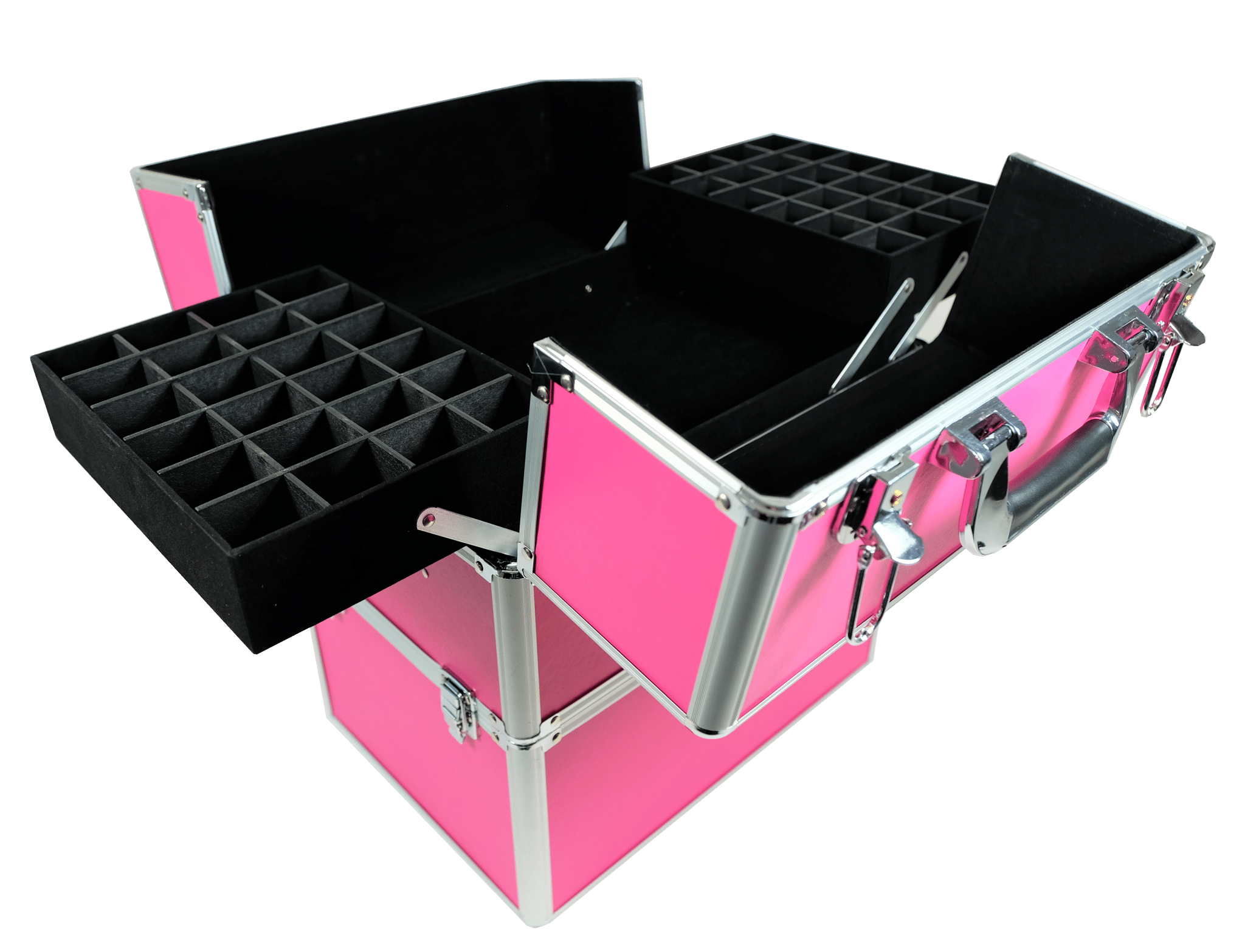Kuferek kosmetyczny duży 3 poziomy różowy CN03800