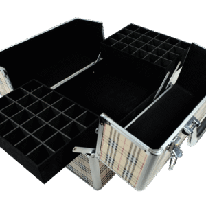 Kuferek kosmetyczny 2 poziomy kratka CN03804