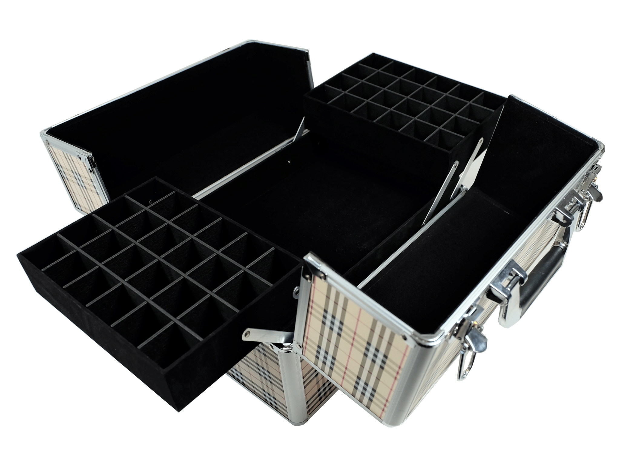 Kuferek kosmetyczny 2 poziomy kratka CN03804