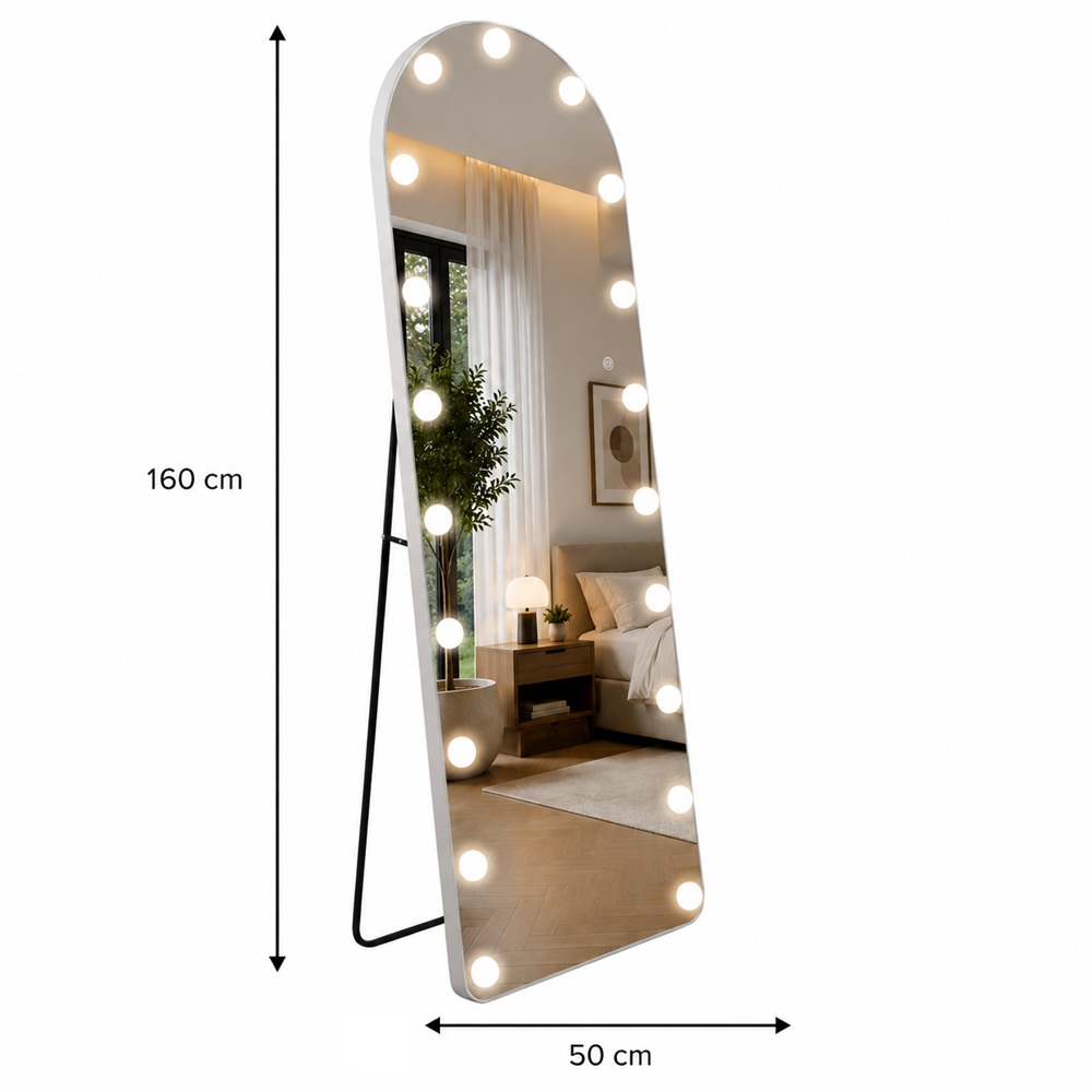 Lustro stojące podświetlane LED HOLLYWOOD 160x50cm WA-FB01-Z - obrazek 4